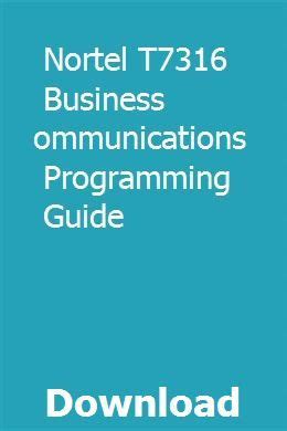 nortel t7316 business communications programming guide PDF