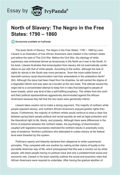 north of slavery the negro in the free states 1790 1860 Epub