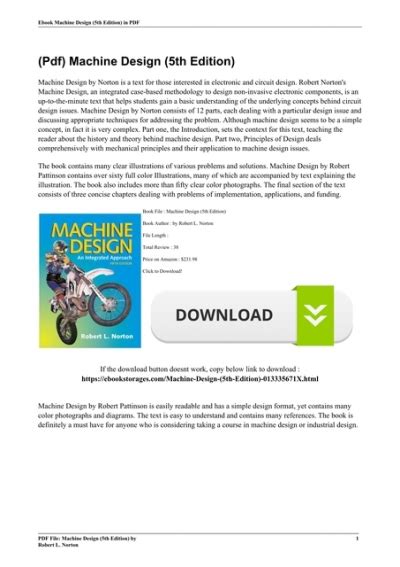 norton machine design 5th edition pdf Kindle Editon