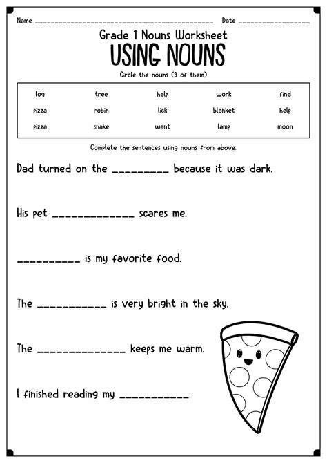 noun worksheet for class 1