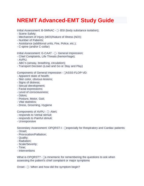 nr emt study guide pdf PDF