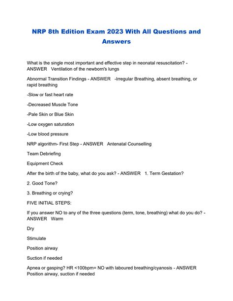 nrp online exam answer key Kindle Editon