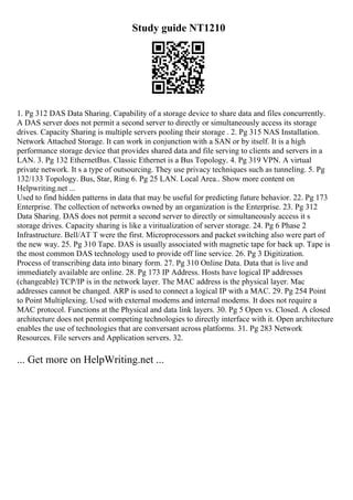 nt1210 practice final study guide Epub