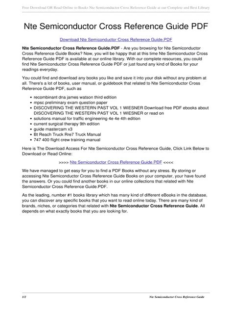 nte cross reference guide Reader