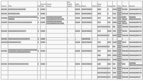 ntu class schedule