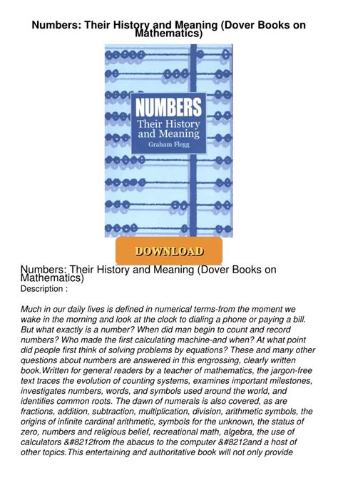 numbers their history and meaning dover books on mathematics Doc