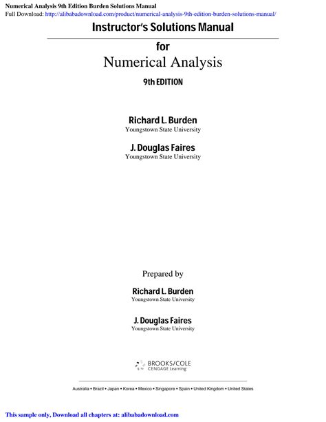 numerical analysis burden 9th edition solution manual PDF