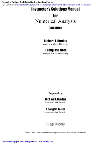numerical analysis burden 9th edition solution manual pdf Kindle Editon