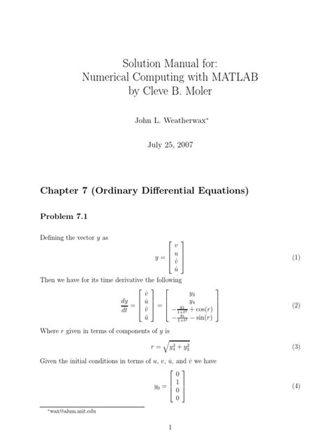 numerical computing matlab solution manual Epub