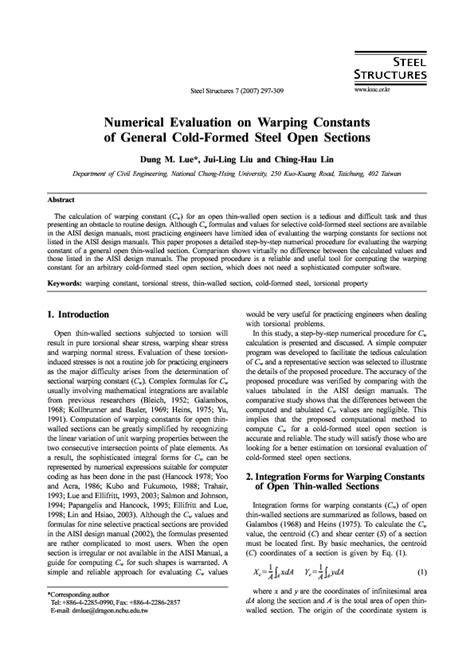 numerical evaluation on warping constants of general 32738 pdf PDF