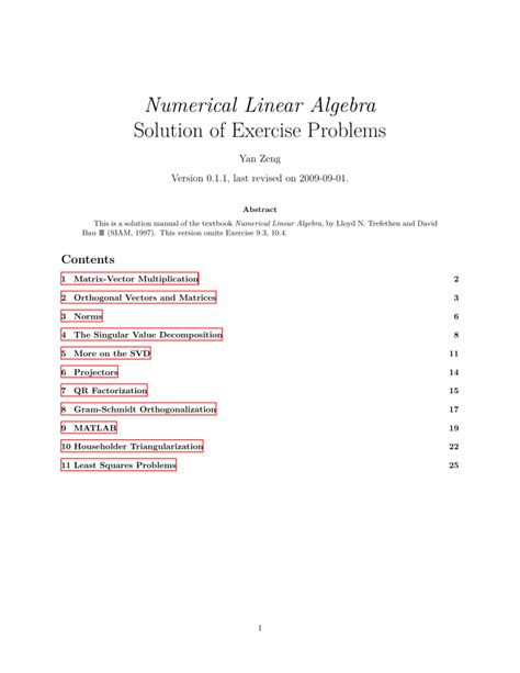 numerical linear algebra solution manual trefethen Reader