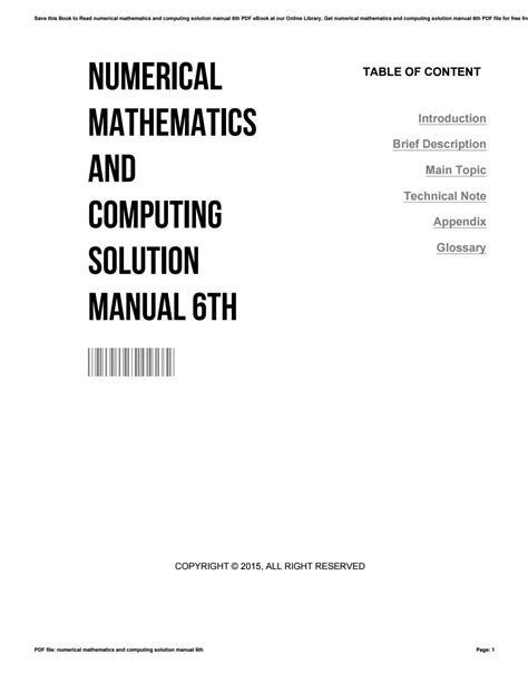 numerical mathematics and computing solution manual 6th PDF