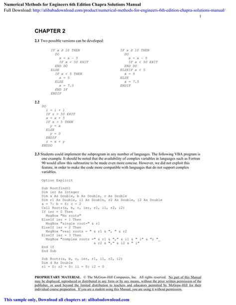 numerical methods for engineers 6th edition solution manual free PDF