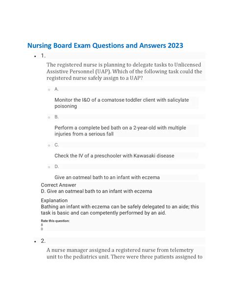 nursing board exam quiz Reader