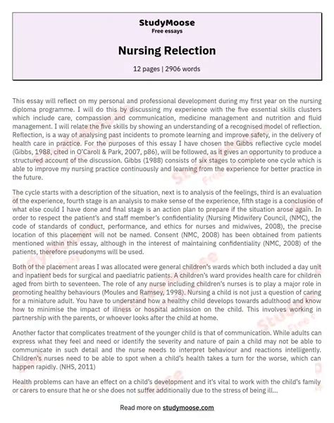 nursing reflective essays on communication Reader