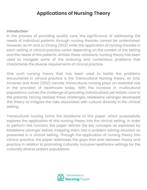 nursing theory application paper Doc