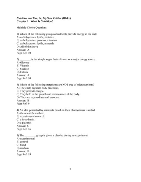nutrition chapter 1 test Doc