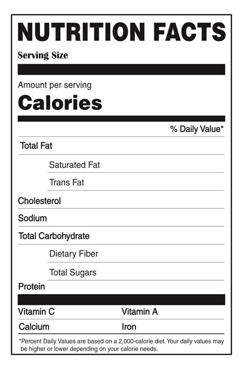 Nutrition Facts Printable