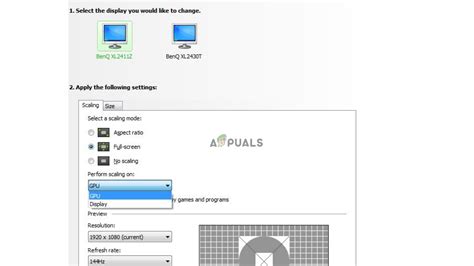 nvidia cant select display scaling