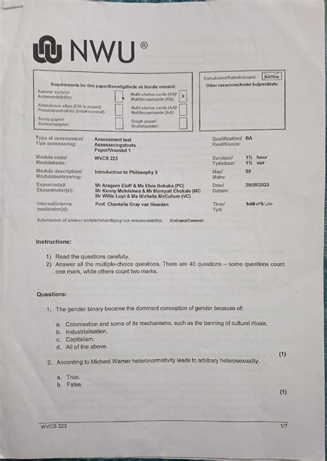 nwu past exam papers Epub