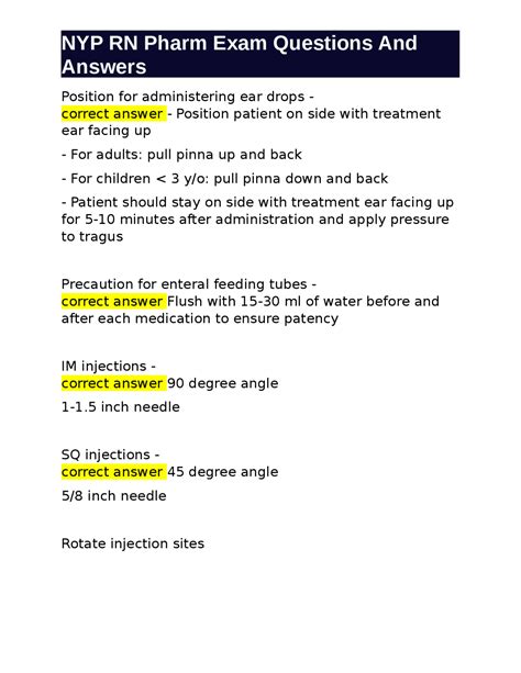 nyp basic medication administration exam questions rn pdf Epub