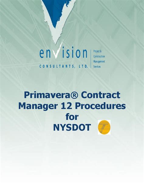 nysdot primavera contract manager training user guide Epub