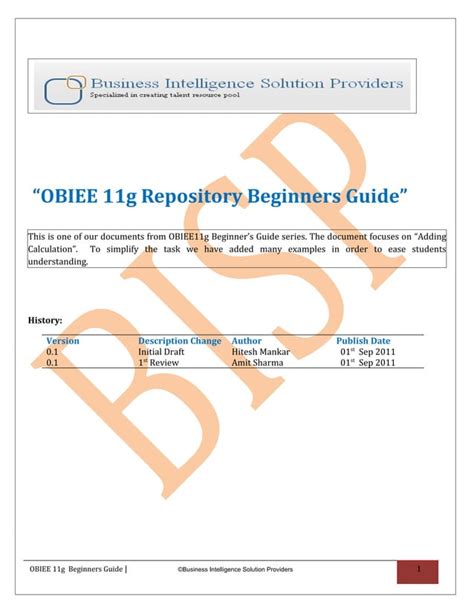 obiee 11g course guide Reader