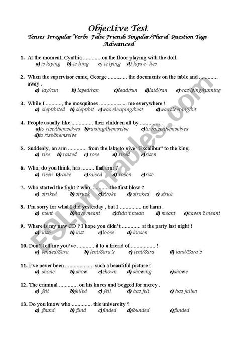 objective english tests PDF