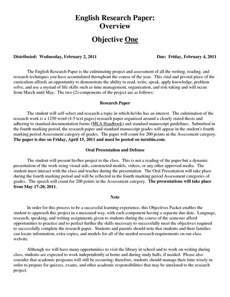 objectives for research paper writing Epub