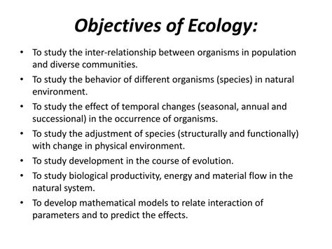 objectives of ecosystem