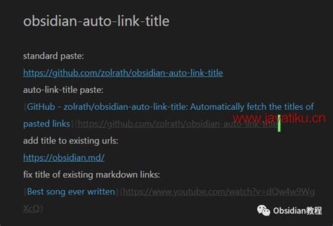 obsidian auto link title return youtube video title