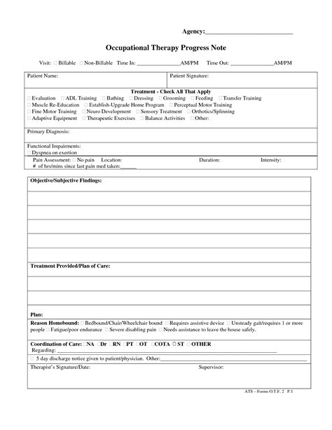 occupational therapy progress note form Epub