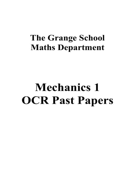ocr mechanics 1 past papers PDF