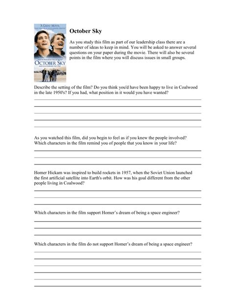 october sky questions and answers Reader