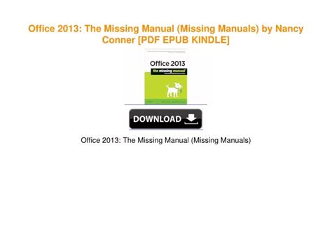 office 2013 the missing manual Kindle Editon