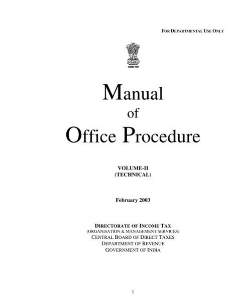 office procedure manual income tax department PDF