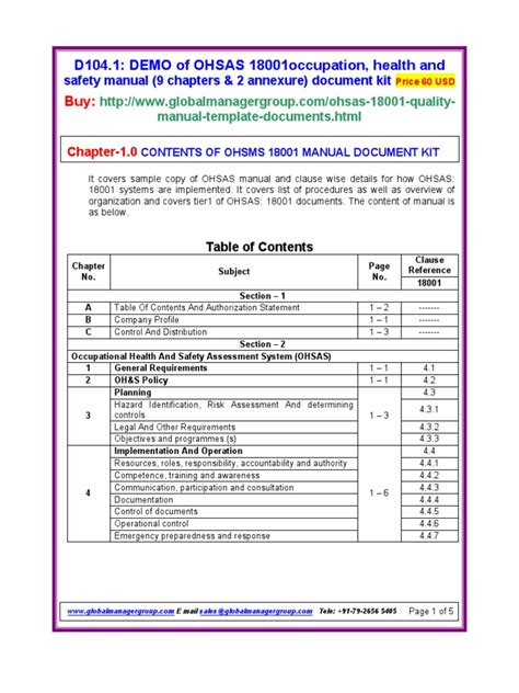 ohsas 18001 stards manual Kindle Editon