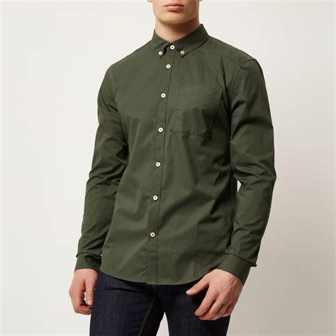 olive button down shirt