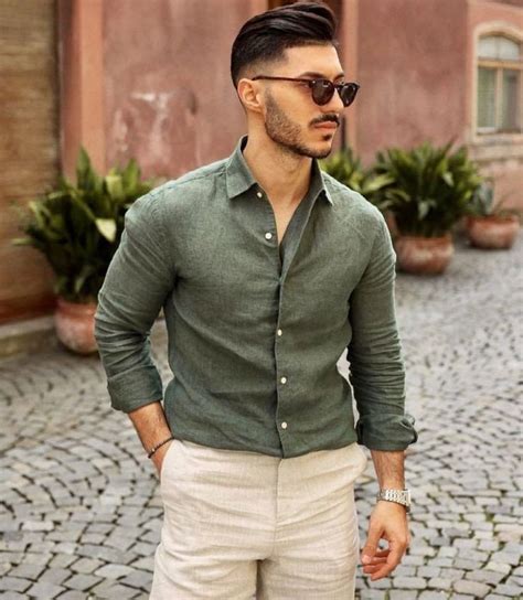 olive green shirt men