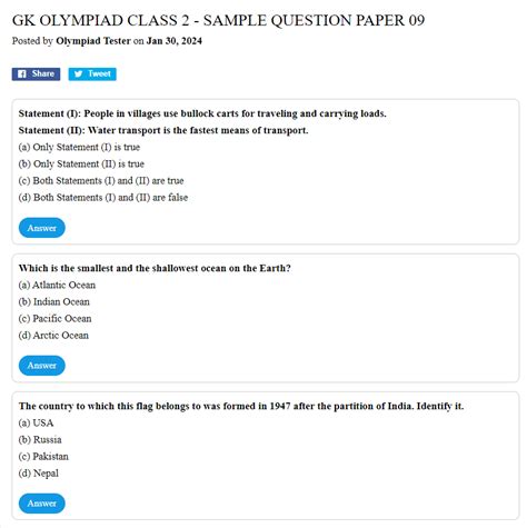 olympiad question papers for grade 2 Doc