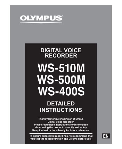 olympus ws 510m voice recorders owners manual PDF
