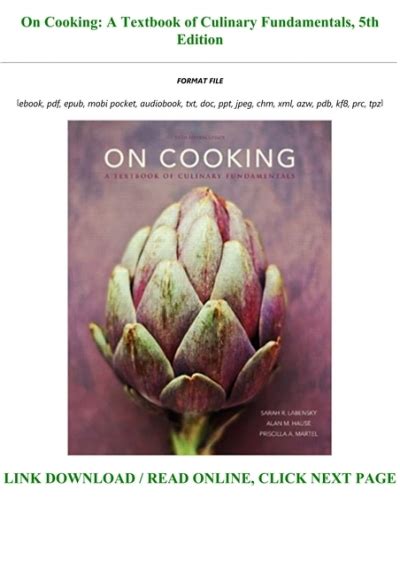 on cooking a textbook of culinary fundamentals 5th edition download Reader