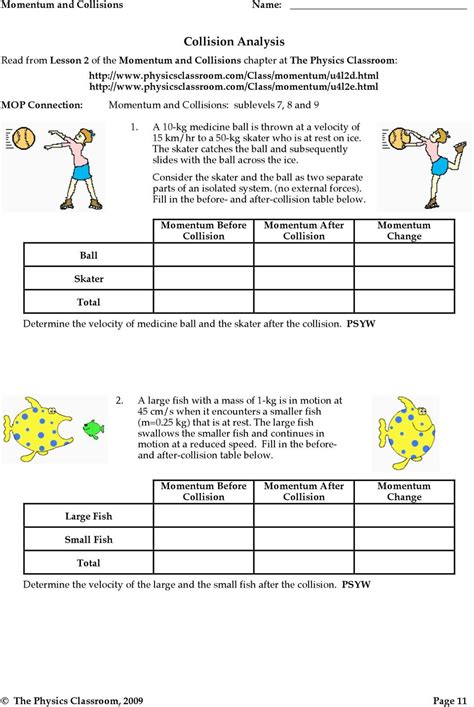 one dimensional momentum and collision worksheet answers Epub