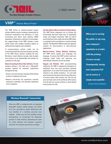 oneil vmp 2000 printers owners manual PDF