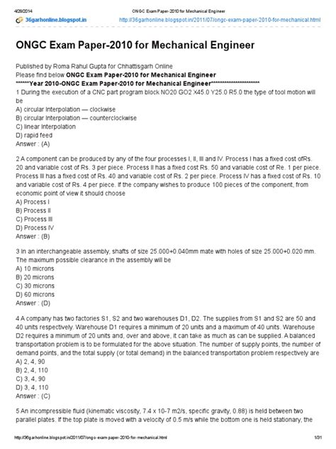 ongc exam paper 2012 Reader