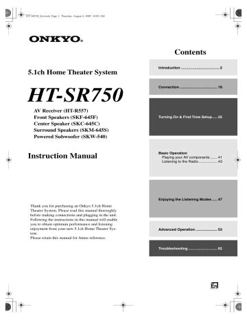 onkyo ht sr750 home theater systems owners manual PDF