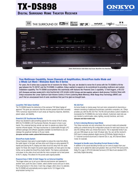 onkyo tx ds898 manual Reader