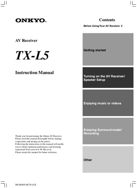 onkyo tx l5 user guide PDF