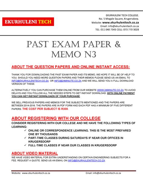 online engineering science n3 question papers and memos Doc