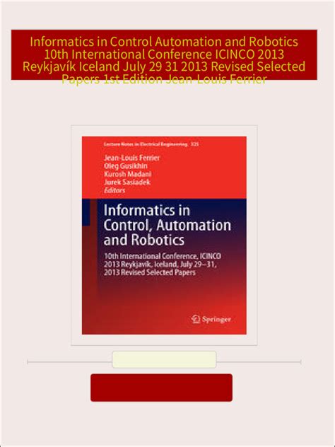 online pdf informatics control automation robotics international Epub